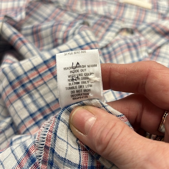 CP Shades Red White Blue Plaid Linen Long Sleeve Button Down Shirt Size Small - Picture 11 of 12